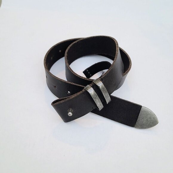 FREE PEOPLE Rustic Leather Belt Sz XS/S Black Prong Closure 2 Metal Loops NWOT - Picture 1 of 9